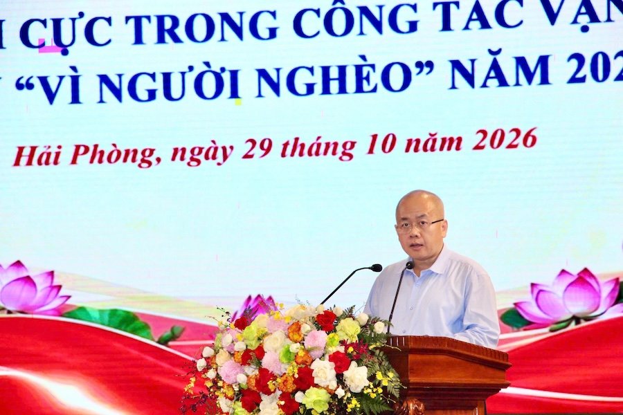 Đồng ch&iacute; Đỗ Th&agrave;nh Trung, Ph&oacute; B&iacute; thư Th&agrave;nh ủy, Chủ tịch UBND th&agrave;nh phố ph&aacute;t biểu tại chương tr&igrave;nh.