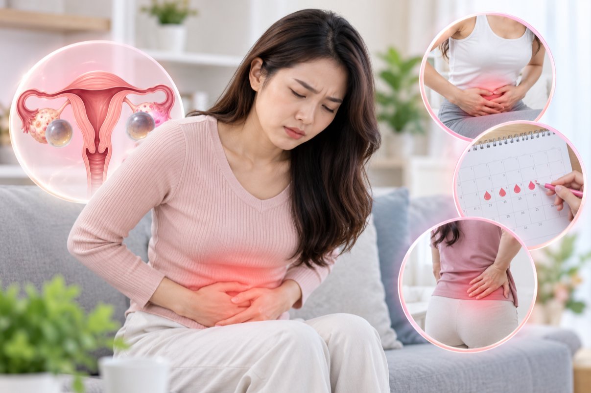 Đau bụng dưới, rối loạn kinh nguyệt hoặc cảm giác nặng vùng chậu là những dấu hiệu chị em nên chú ý. Đau bụng dưới, rối loạn kinh nguyệt hoặc cảm giác nặng vùng chậu là những dấu hiệu chị em nên chú ý.
