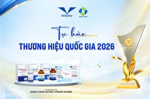 Ba nh&oacute;m sản phẩm của Bidiphar được c&ocirc;ng nhận l&agrave; Thương hiệu Quốc gia 2026.
